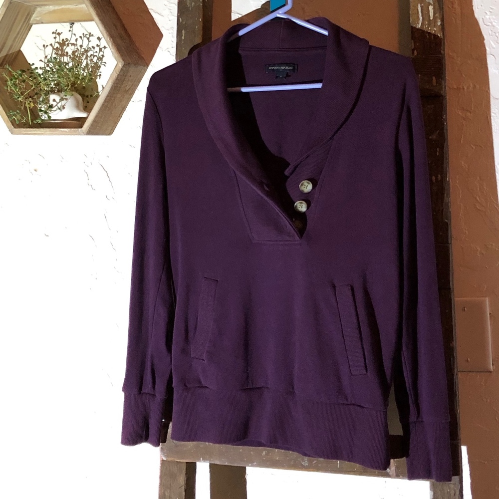 Plum  Shawl- collar sweater
